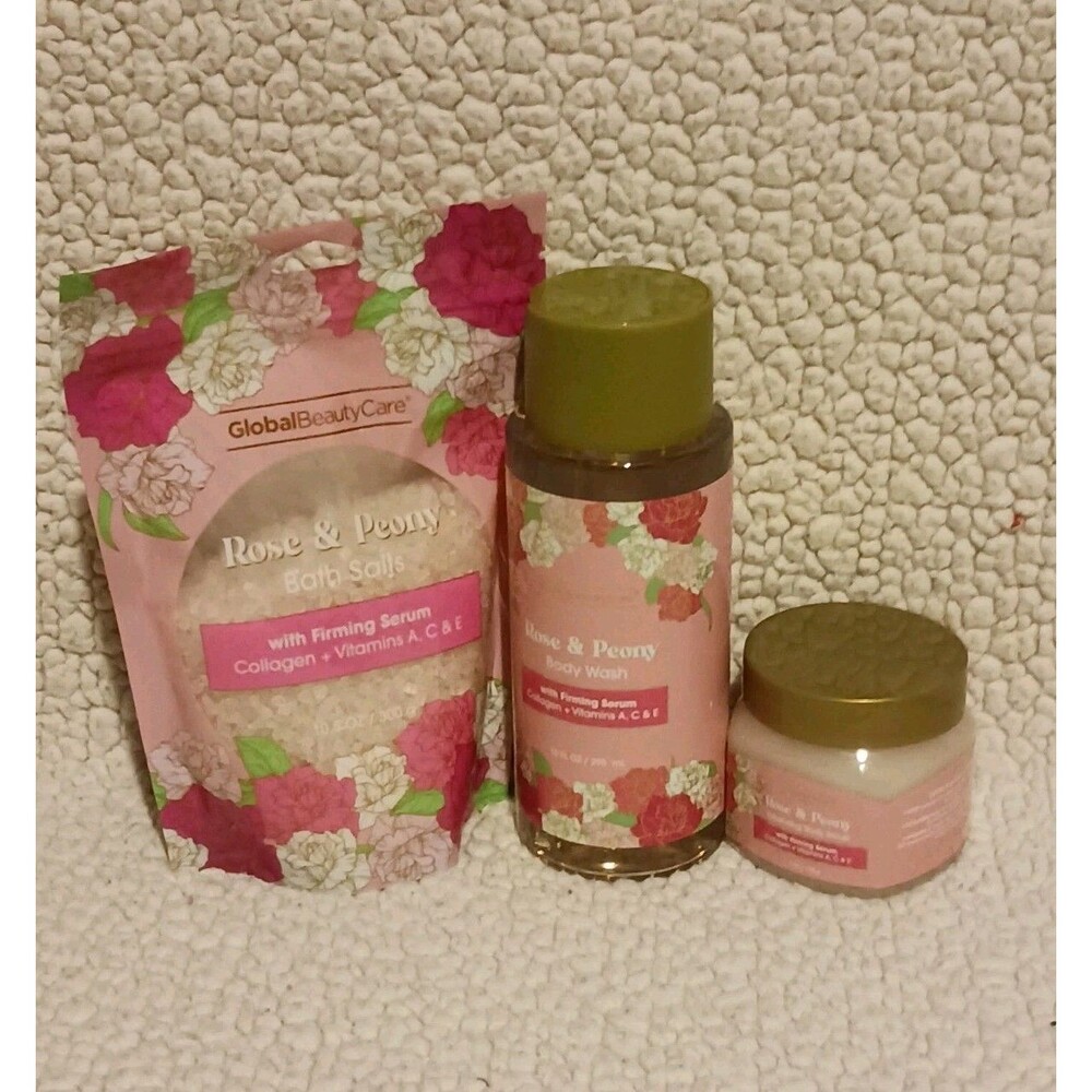 Rose & Peony Bath Set – Pink